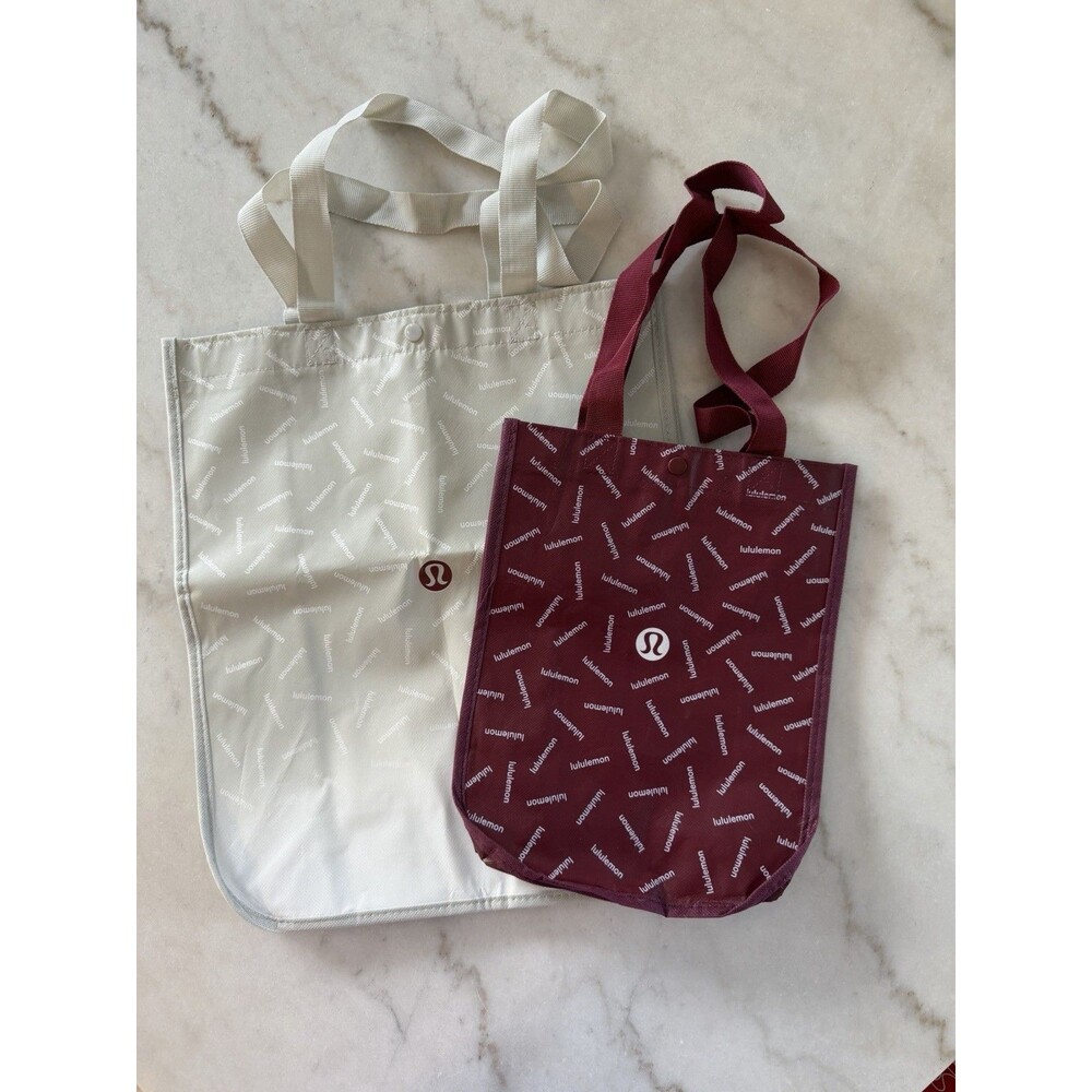 Lululemon Shopping Bags Totes Lot of 2 Burgandy Yoga Lunch